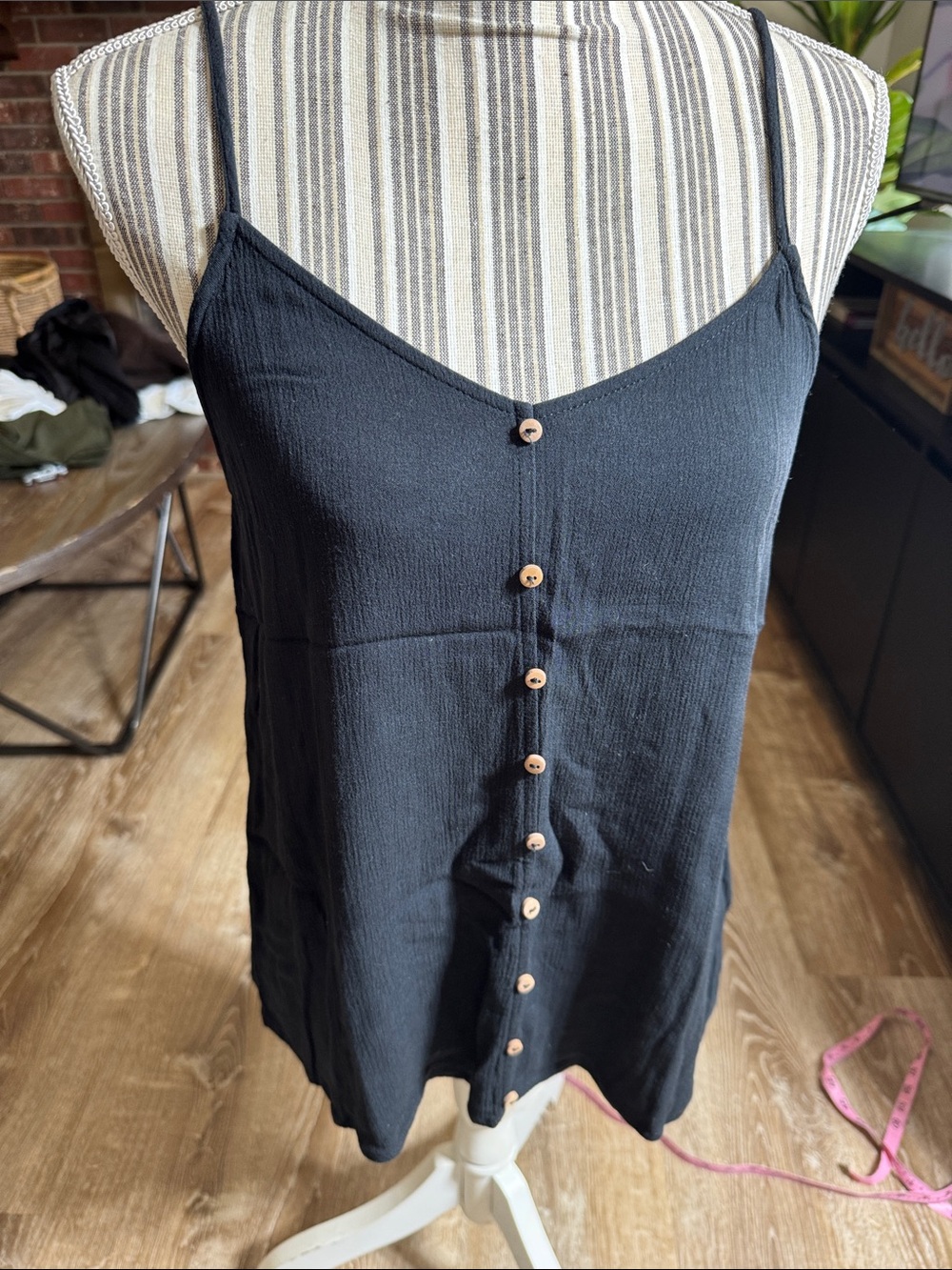 Black Button-Front Cami Top - Women